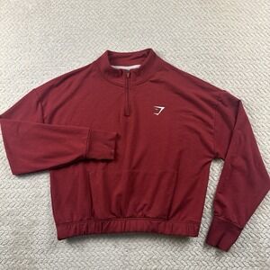 Gymshark Women's Large 1/4 Zip Cropped Top Active Wear Red Athletic Gym Running